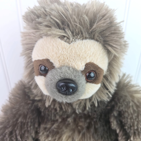 The Bearington Collection Sloth Plush 12 inch Stuffed Animal Brown Sweet Face - Picture 2 of 14